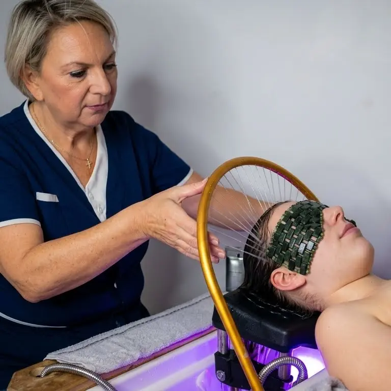 Praticienne Espace Serenity réalisant un soin Head'Spa à Cagnes-sur-Mer